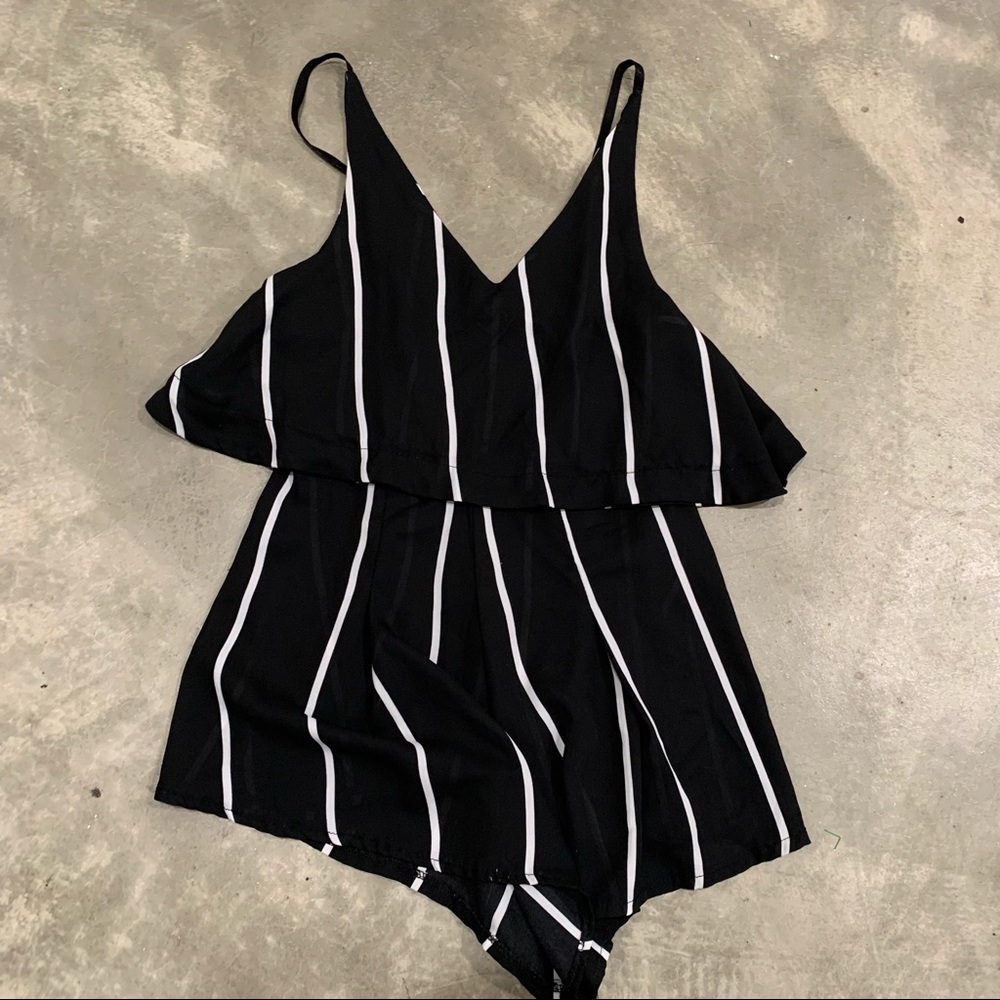 Black and white striped romper